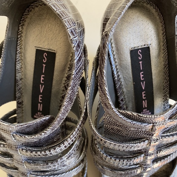 Steve Madden croc print wedge peep toe strappy sandals shoes - Picture 5 of 9